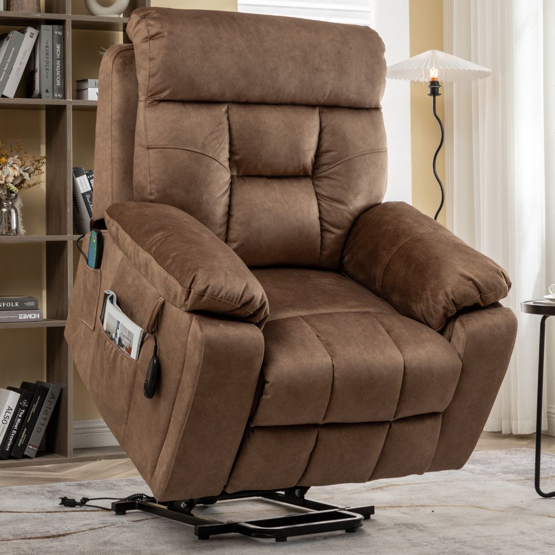 Castle Extra Wide Lift Chair for Elderly, 26 Inch Seat, Brown (Free 2 Years Warranty)