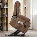 Castle Lift Chair for Big, 26 Inch Wide Seat with Heat and Massage, Hidden Cup Holder, Brown ‪(FREE 2 Years Warranty)