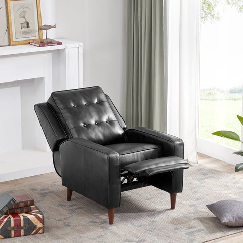 Recliner Chair Push Back, Medieval style Accent Chair - Black