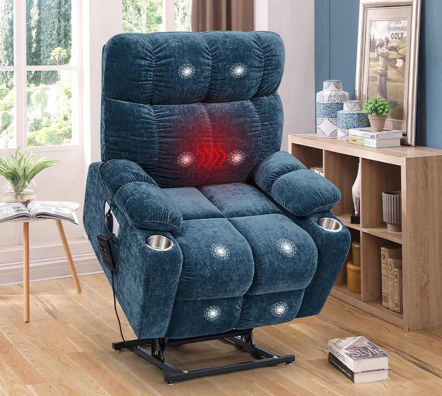 Jordy Blue Recliner Chair Electric Fabric NestingCloud Lift Chair