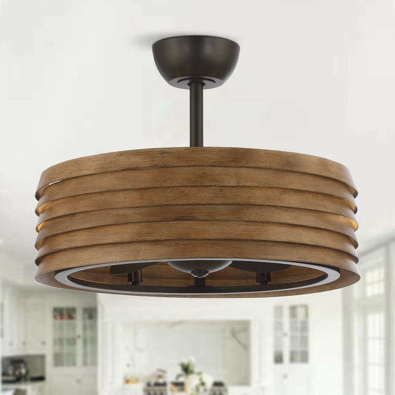24.5" Rustic DC Motor Downrod Mount Reversible Ceiling Fan with Lighting and Remote Control