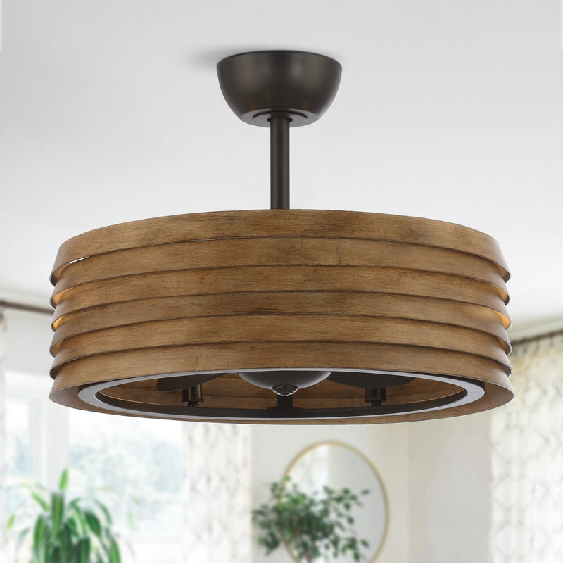24.5" Rustic DC Motor Downrod Mount Reversible Ceiling Fan with Lighting and Remote Control