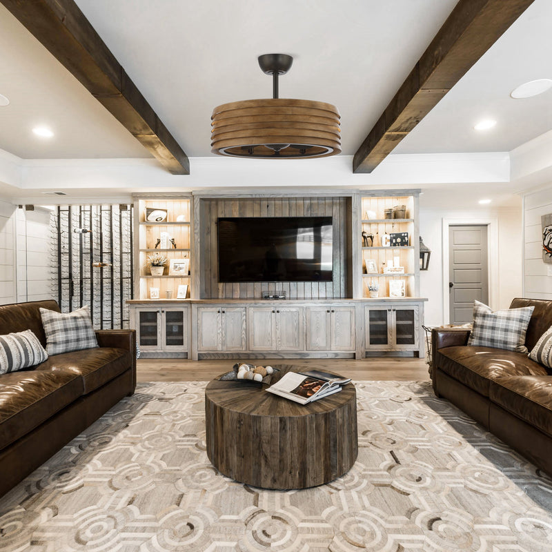 24.5" Rustic DC Motor Downrod Mount Reversible Ceiling Fan with Lighting and Remote Control