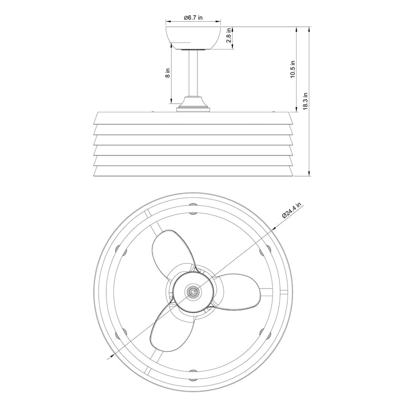 24.5" Rustic DC Motor Downrod Mount Reversible Ceiling Fan with Lighting and Remote Control
