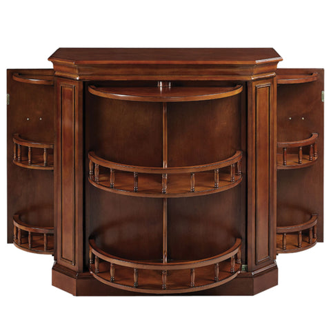 Home Bar Cabinet with Turning Shelves, 40 Inch Solid Wood, Chestnut