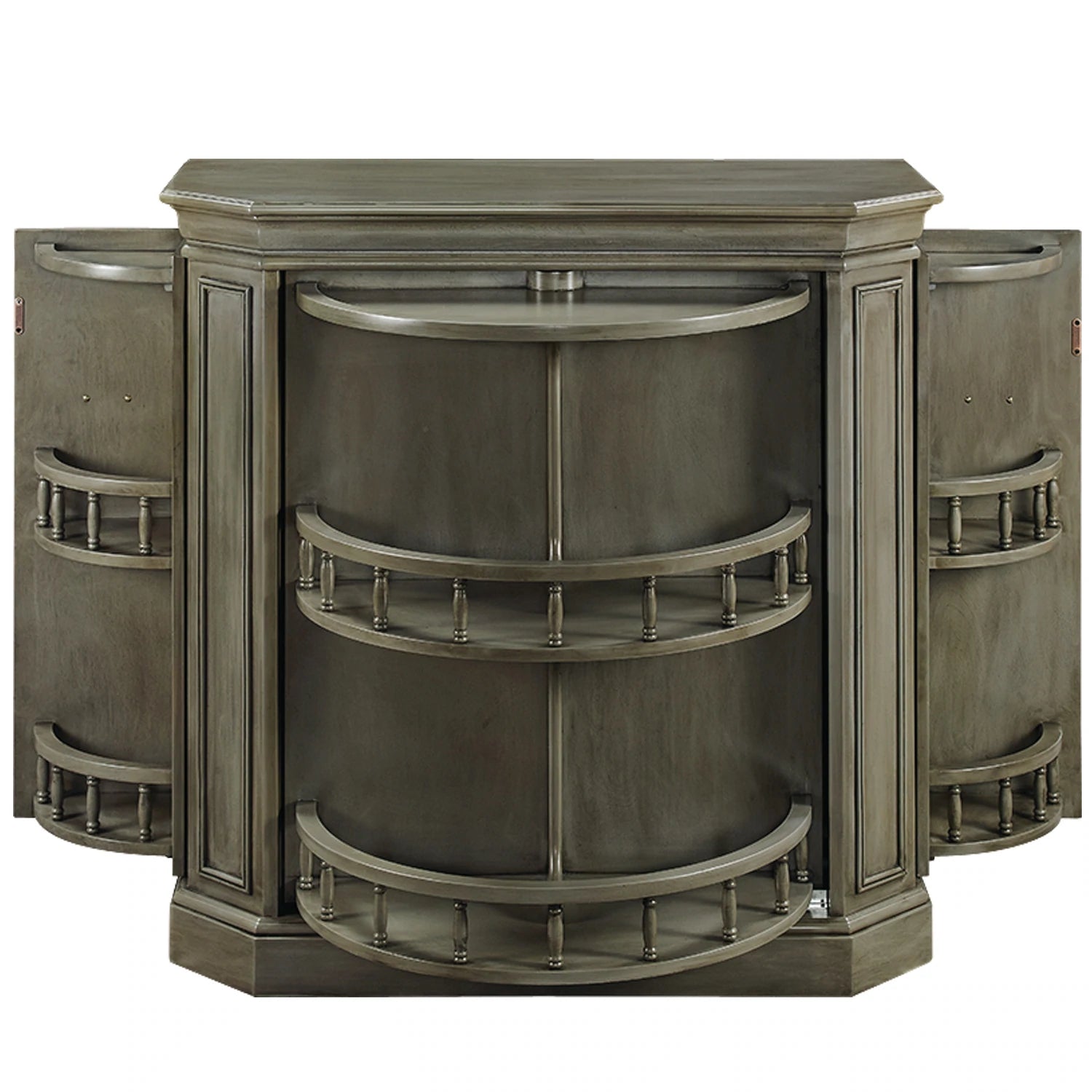 Home Bar Cabinet with Turning Shelves, 40 Inch Solid Wood, Slate