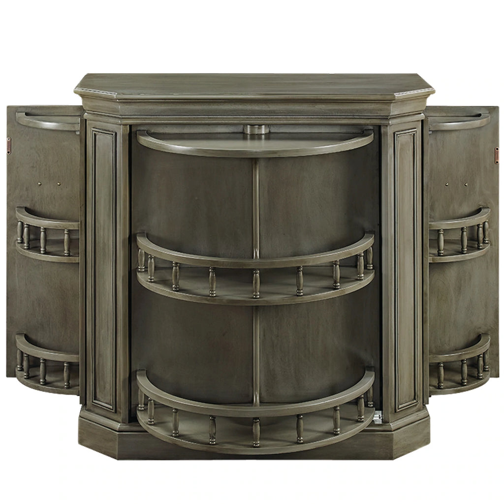 Home Bar Cabinet with Turning Shelves, 40 Inch Solid Wood, Slate