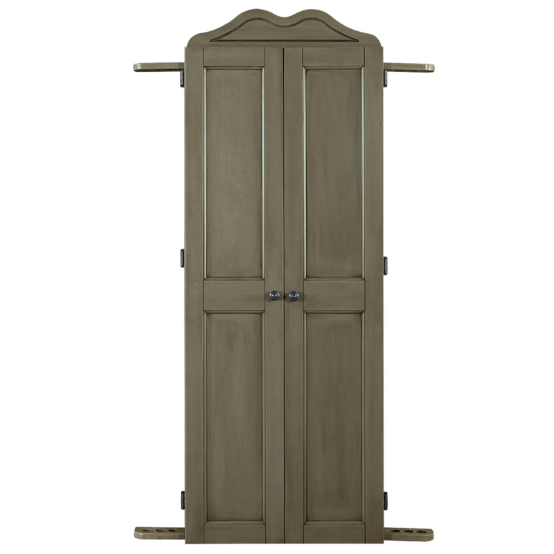Dartboard Cabinet with Cue Holder, 65 Inch Solid Wood, Slate