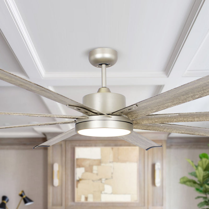 72"Bankston Integrated LED Indoor Nickel Standard Ceiling Fan