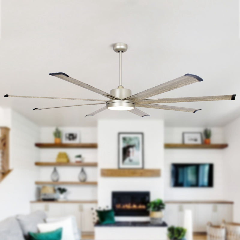 72"Bankston Integrated LED Indoor Nickel Standard Ceiling Fan