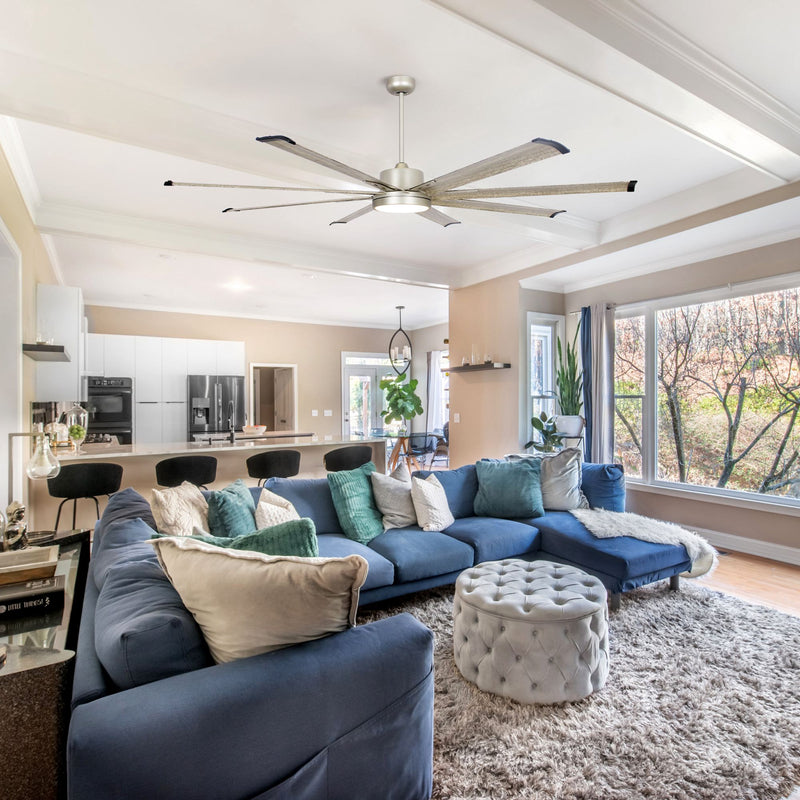 72"Bankston Integrated LED Indoor Nickel Standard Ceiling Fan