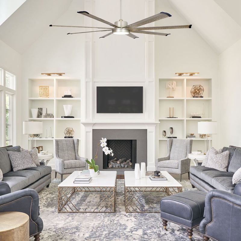72"Bankston Integrated LED Indoor Nickel Standard Ceiling Fan