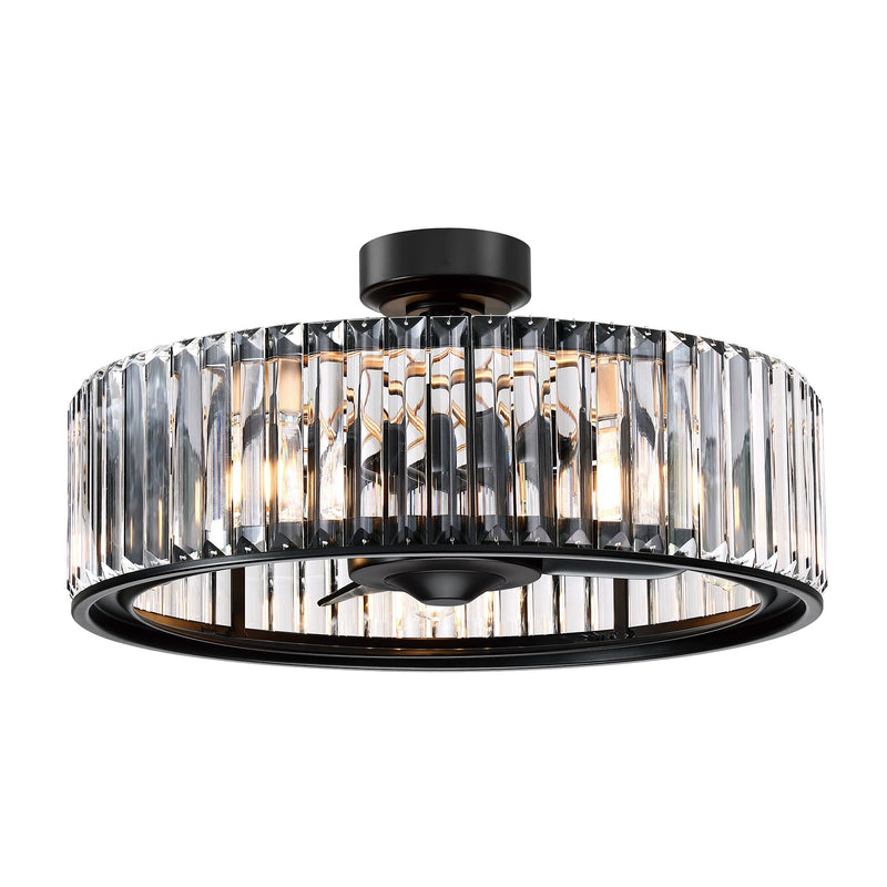 25.5" Henslee Modern DC Motor Downrod Mount Reversible Crystal Ceiling Fan with Lighting and Remote Control (FREE Farmhouse Chandelier)