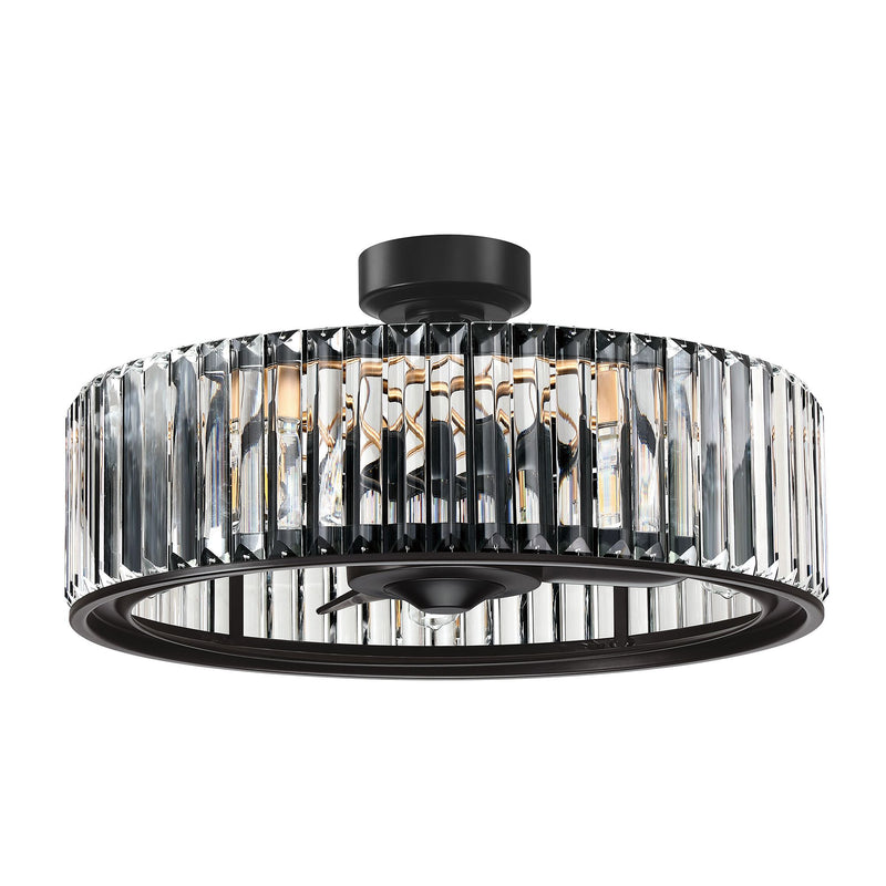 25.5" Henslee Modern DC Motor Downrod Mount Reversible Crystal Ceiling Fan with Lighting and Remote Control (FREE Farmhouse Chandelier)