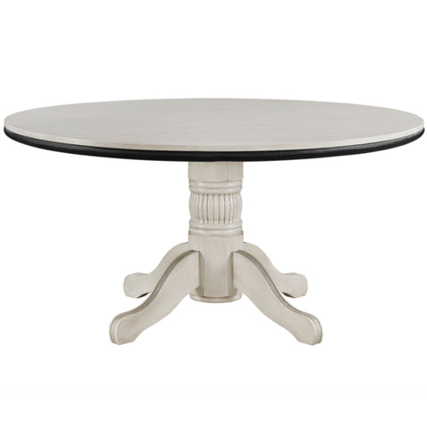 Poker Game Table, 60 Inch Solid Wood with Dinning Top, Padded Vinyl Surface, Antique White