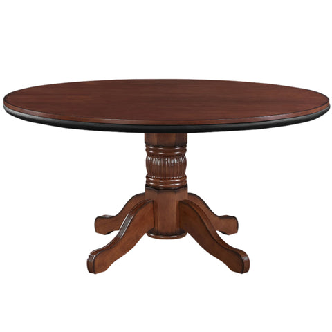 Poker Game Table, 60 Inch Solid Wood with Dinning Top, Padded Vinyl Surface, Chestnut