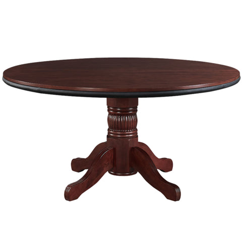 Poker Game Table, 60 Inch Solid Wood with Dinning Top, Padded Vinyl Surface, English Tudor
