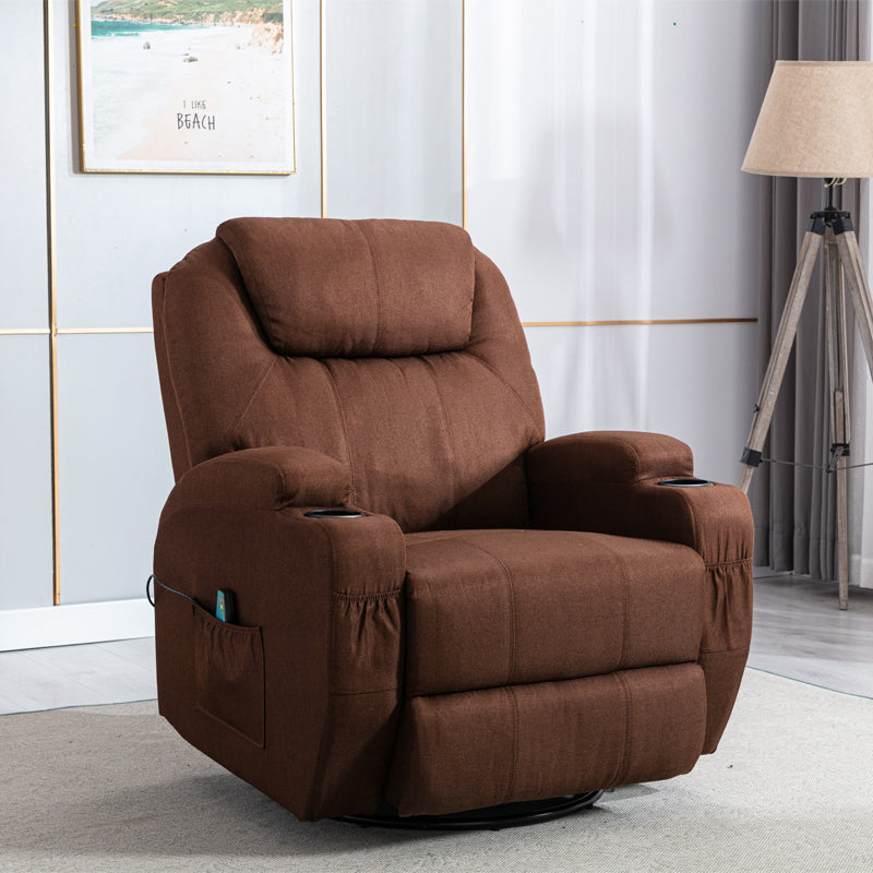 Manual Recliner Chair, Swivel Chair with Heat and Massager, Stressless Sleeping Chair
