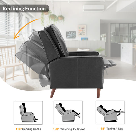 Recliner Chair Push Back, Medieval style Accent Chair - Black