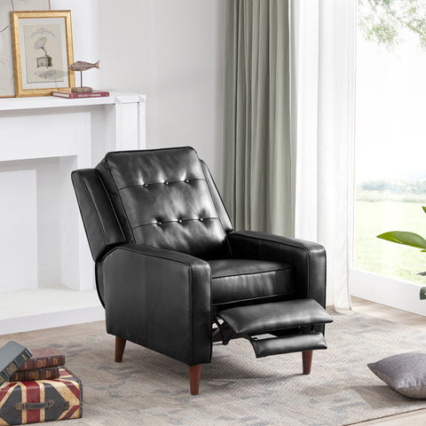 Recliner Chair Push Back, Medieval style Accent Chair - Black