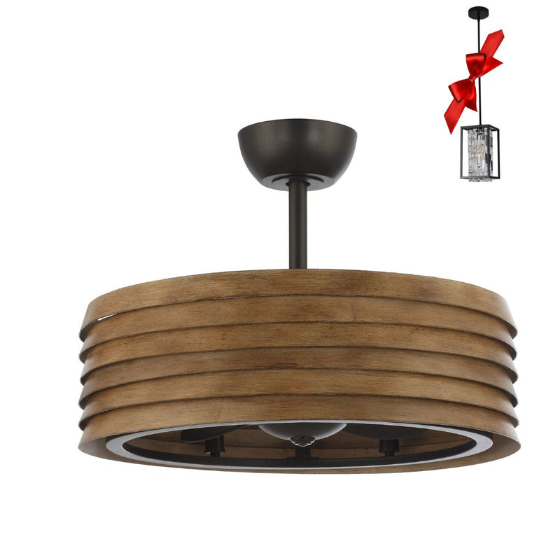 24.5" Rustic DC Motor Downrod Mount Reversible Ceiling Fan with Lighting and Remote Control