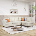 98 Inch L Shape Sofa with Chaise Lounge,Sectional Sofa with one Lumbar Pad,Beige (Free Coffee table)