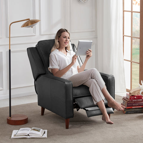 Recliner Chair Push Back, Medieval style Accent Chair - Black