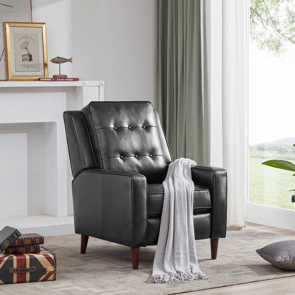 Recliner Chair Push Back, Medieval style Accent Chair - Black