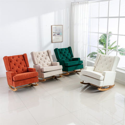 Rocking Chair, Free Area Rug, Solid Wood, Ultra Comfy Cushion