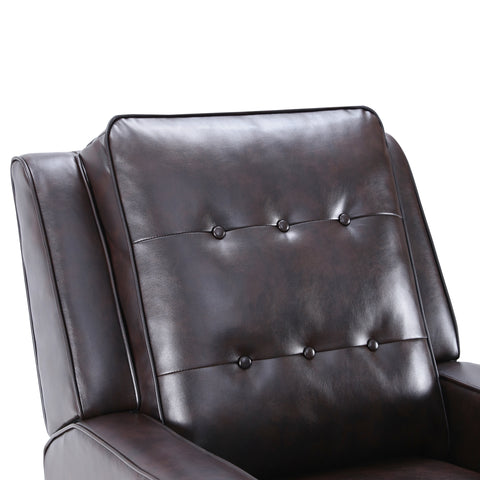 Recliner Chair Push Back, Premium Faux Leather, Medieval style Accent Chair - Dark Brown