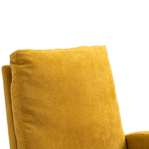 Rocking Chair, up to 300 Lb, Solid Wood, High Back Rest and Ultra Comfy Cushion, Yellow (Free Rug)