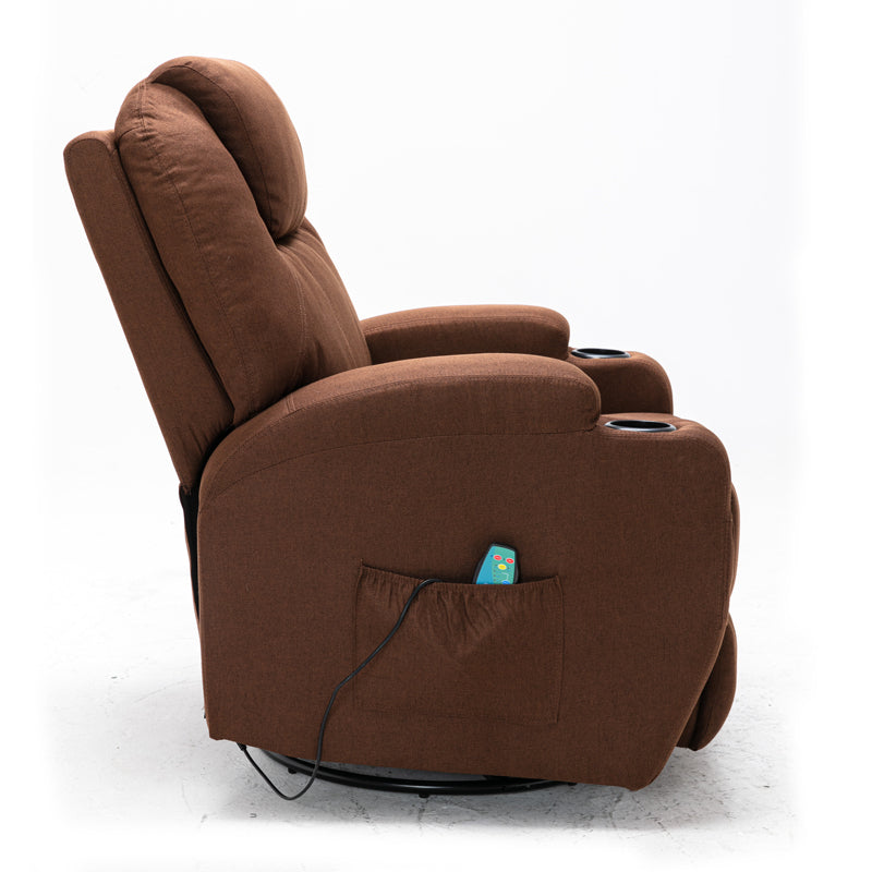 Manual Recliner Chair, Swivel Chair with Heat and Massager, Stressless Sleeping Chair