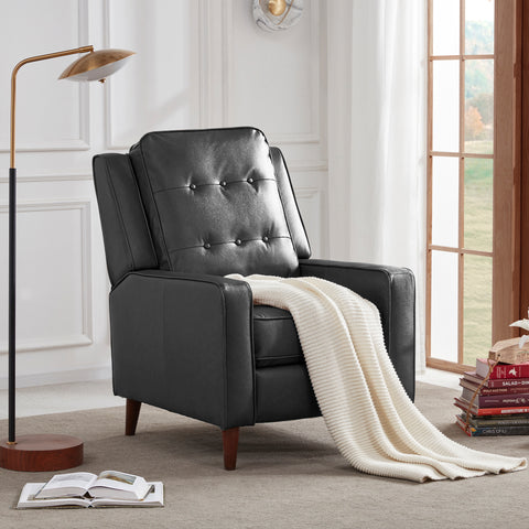Recliner Chair Push Back, Medieval style Accent Chair - Black