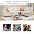 98 Inch L Shape Sofa with Chaise Lounge,Sectional Sofa with one Lumbar Pad,Beige (Free Coffee table)
