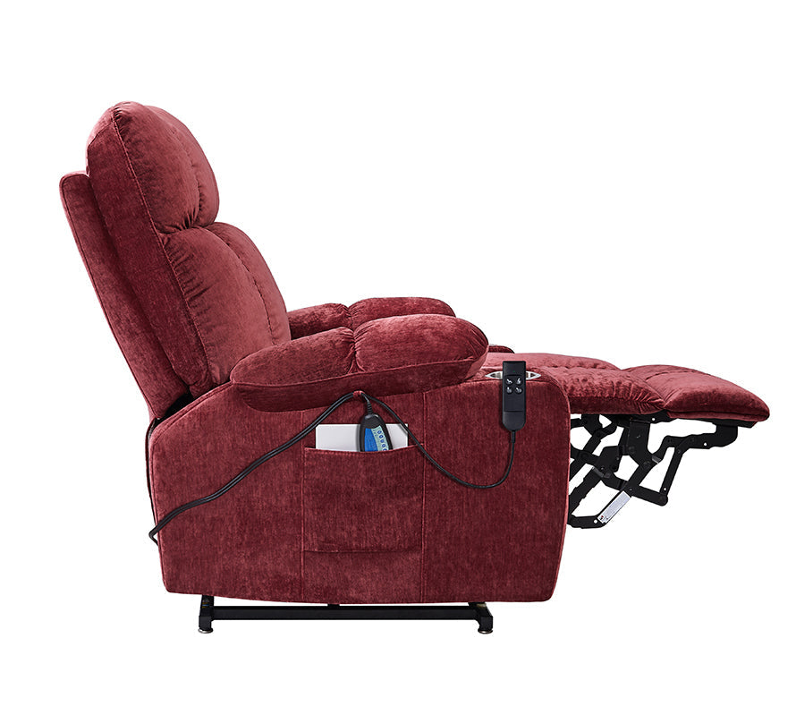 NestingCloud Lift Chair for Elderly with Dual Motor, 180° Lay Flat Recliner, Heat and Massage, Red ‪(FREE 2 Years Warranty).