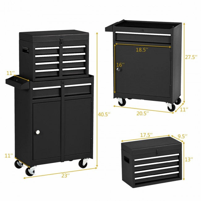 Services Cart 2-in-1 Tool Chest and Cabinet with 5 Sliding Drawers
