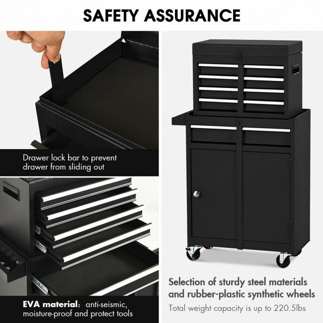 Services Cart 2-in-1 Tool Chest and Cabinet with 5 Sliding Drawers