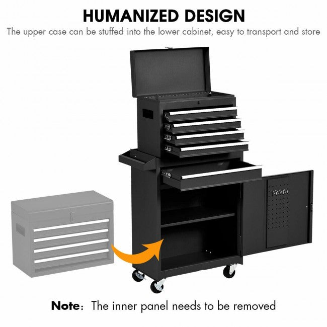 Services Cart 2-in-1 Tool Chest and Cabinet with 5 Sliding Drawers