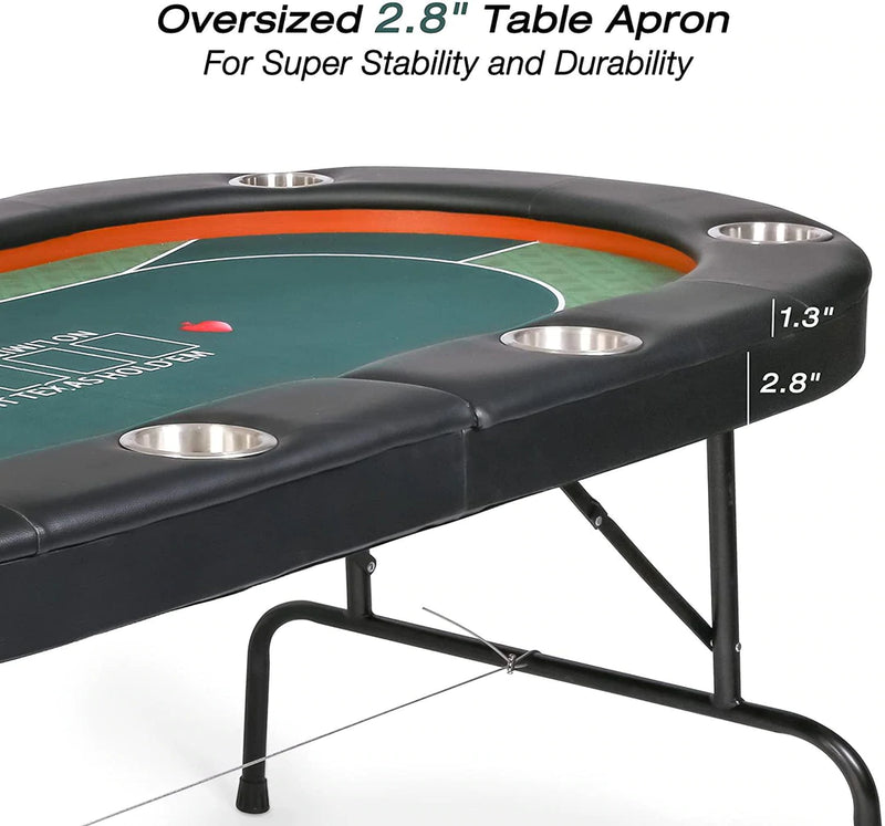 Foldable Poker Table 72 Inch, 8 Players Texas Holdem Poker Table, Casino Table for Blackjack Board Game